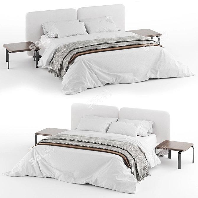 Minotti Tatlin Cover Bed - Modern Elegance 3D model image 1