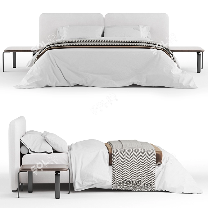 Minotti Tatlin Cover Bed - Modern Elegance 3D model image 2