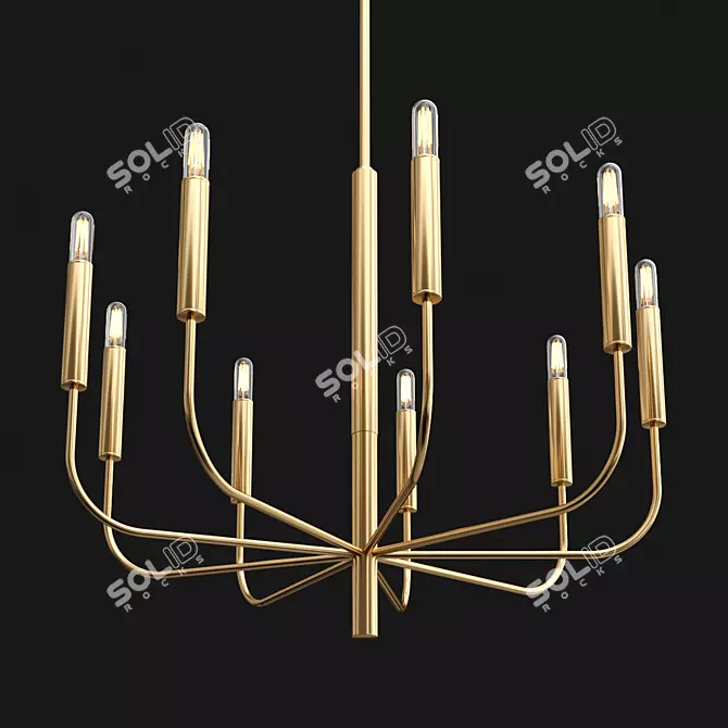 Elegant Brass Nine-Light Chandelier 3D model image 2