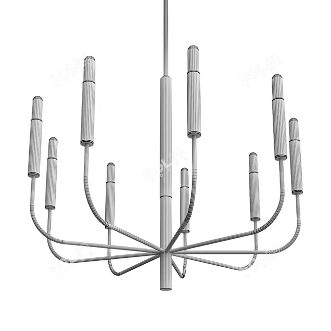 Elegant Brass Nine-Light Chandelier 3D model image 3