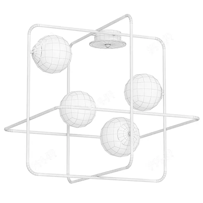 Sleek Brass Square Ball Pendant 3D model image 4