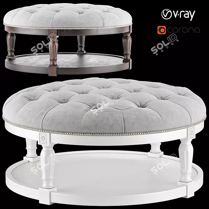 Cream Round Ottoman Coffee Table 3D model image 1