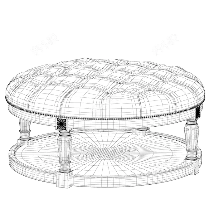 Cream Round Ottoman Coffee Table 3D model image 5