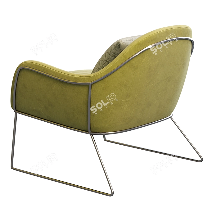 Sleek Low Poly Armchair Frame 3D model image 3