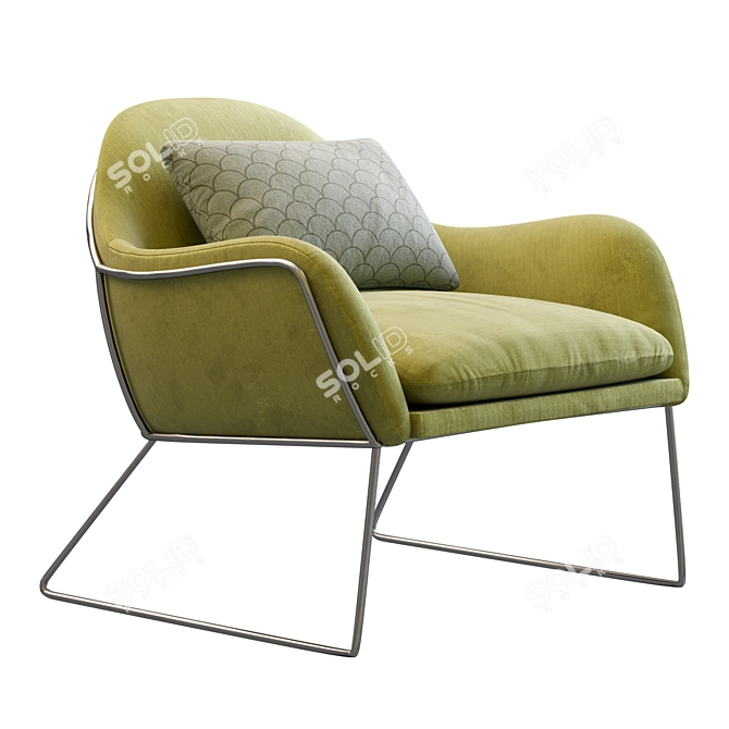 Sleek Low Poly Armchair Frame 3D model image 5