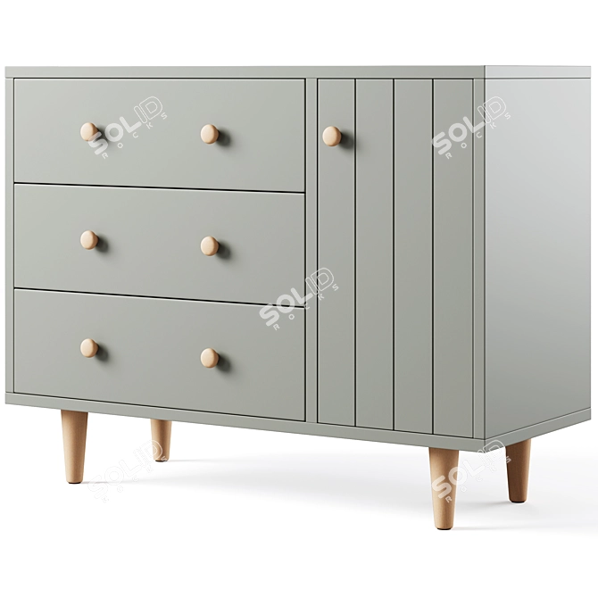 Finn Kids Wide Dresser: Chic and Spacious 3D model image 1