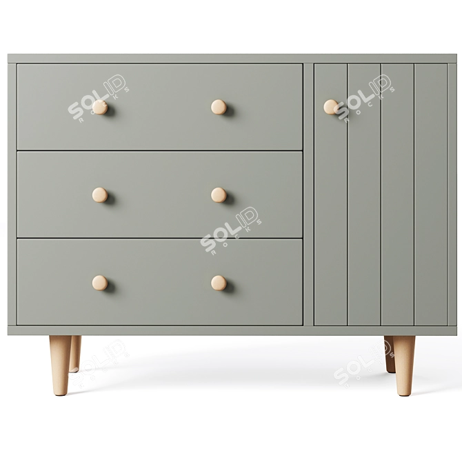 Finn Kids Wide Dresser: Chic and Spacious 3D model image 2