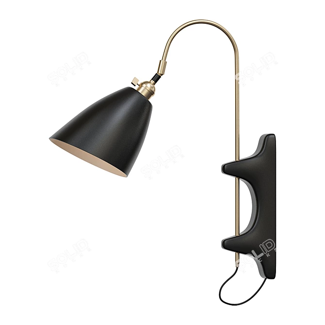 Elegant Brass Swing Arm Sconce 3D model image 1