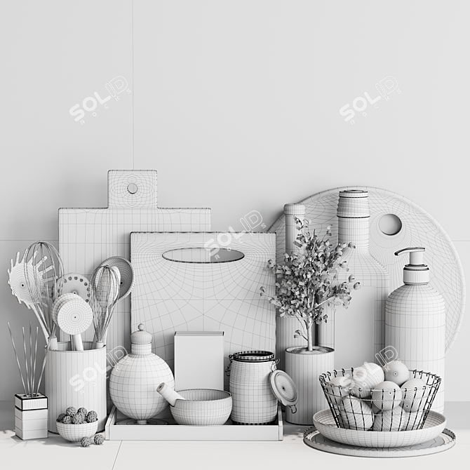 Premium Kitchen 16-Piece Accessory Set 3D model image 4