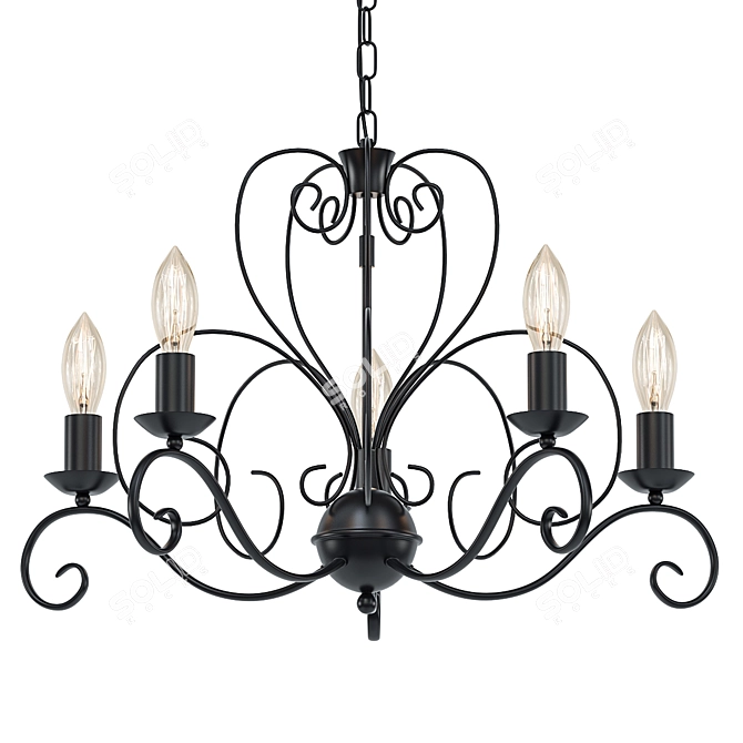 Elegant Brown Chandelier: 5-Light Classic 3D model image 1