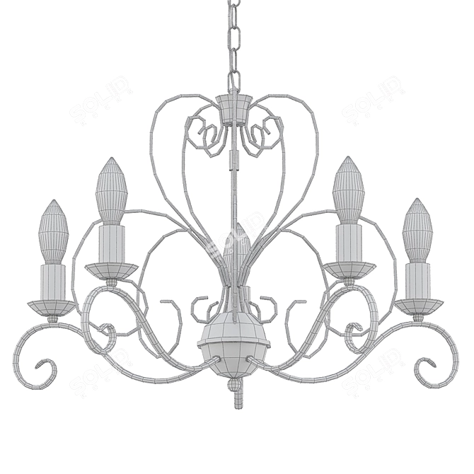 Elegant Brown Chandelier: 5-Light Classic 3D model image 2