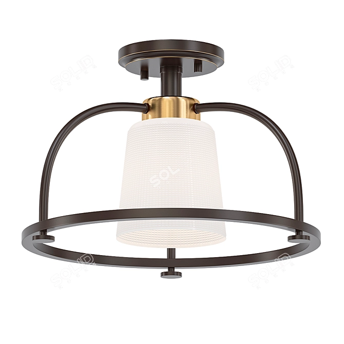 Vintage-inspired 2-Light Semi-Flush Pendant 3D model image 1