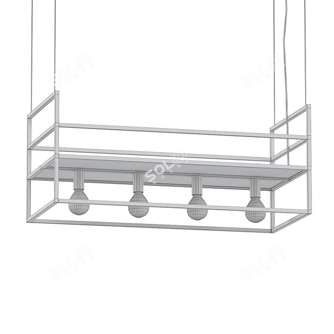 Stylish 4-Light Black Pendant 3D model image 2