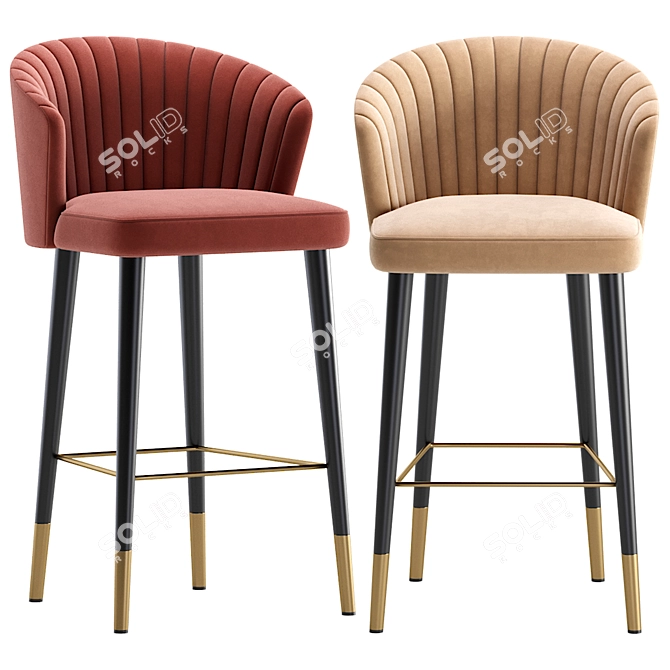 Karolina Bar Stool: Elegant Design, 3 Color Options 3D model image 3