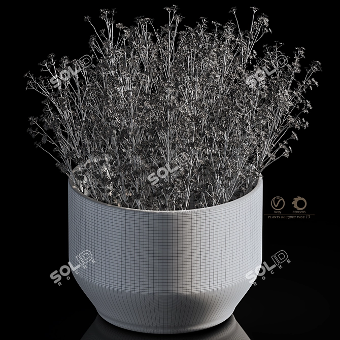 Elegant Plants Bouquet Vase 13 3D model image 5