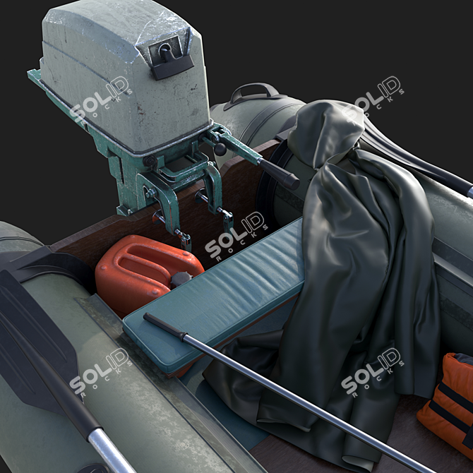 Motorized Inflatable Boat 3D model image 2