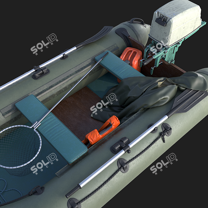 Motorized Inflatable Boat 3D model image 4