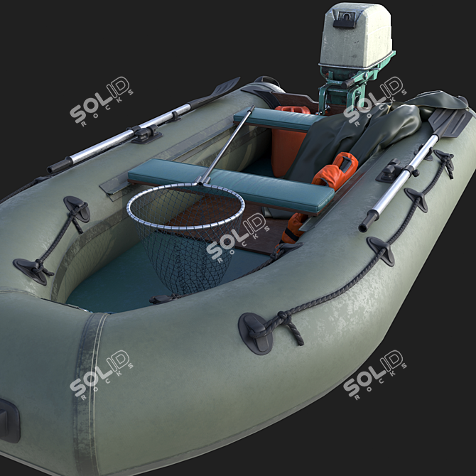 Motorized Inflatable Boat 3D model image 6