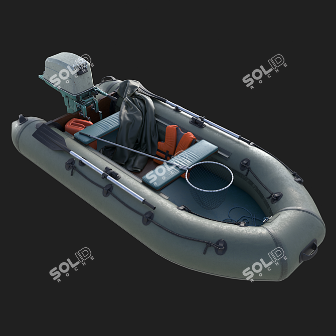 Motorized Inflatable Boat 3D model image 7