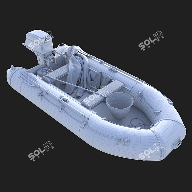 Motorized Inflatable Boat 3D model image 9