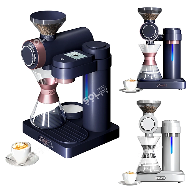 Gevi Smart Pour-over Coffee Machine: Fast Heating Brewer with Built-in Grinder 3D model image 1