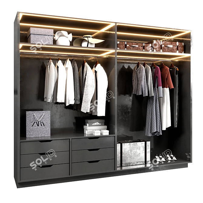 Versatile Stylish Wardrobe 3D model image 1