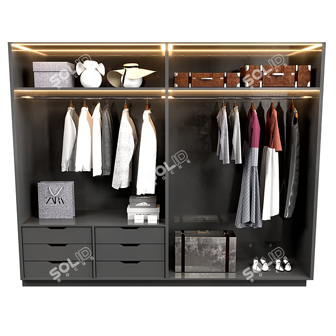 Versatile Stylish Wardrobe 3D model image 2