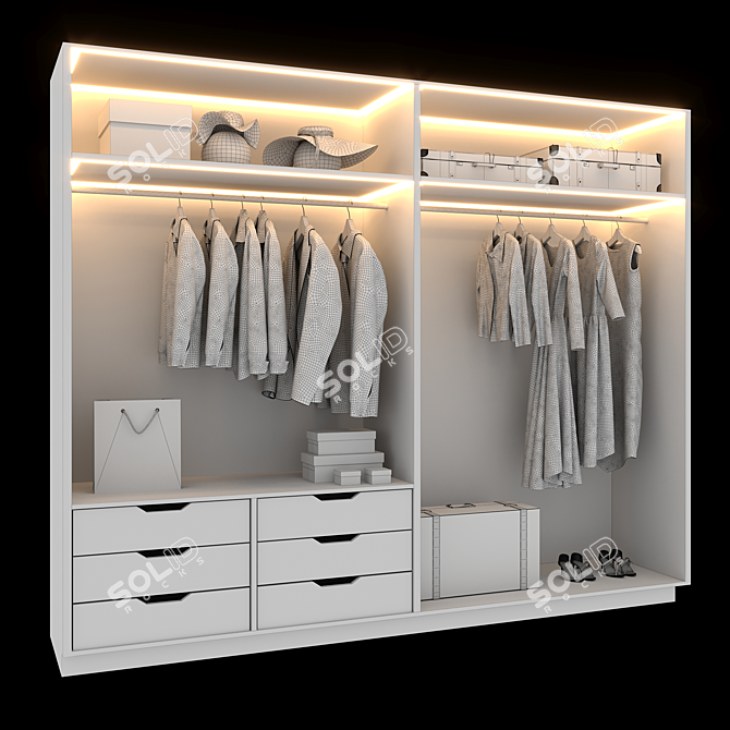 Versatile Stylish Wardrobe 3D model image 5