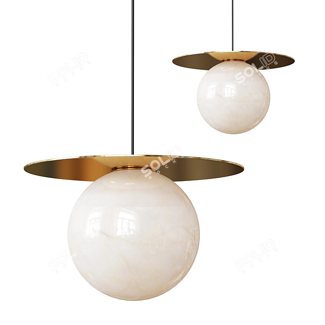 Elegant Marble Orb Chandelier 3D model image 1