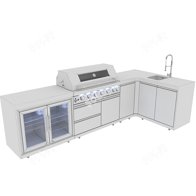 Premium Outdoor Kitchen Set 3D model image 9