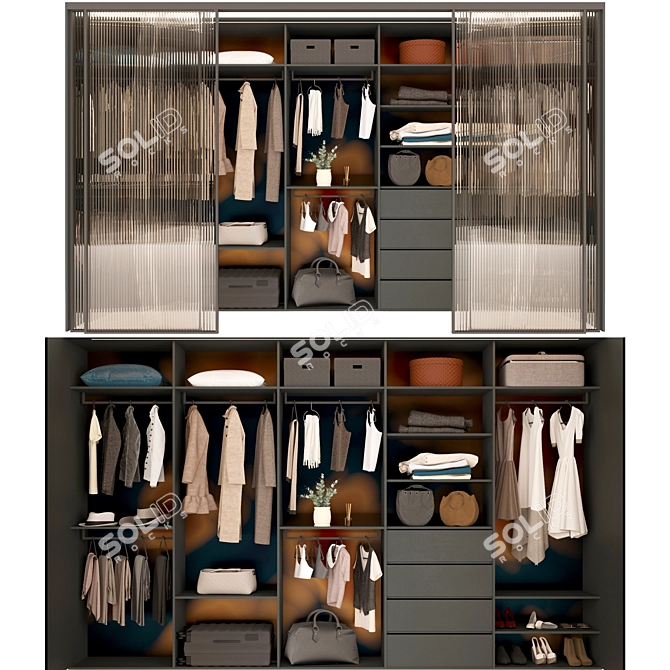 Modern Stylish Wardrobe with Customizable Design 3D model image 1