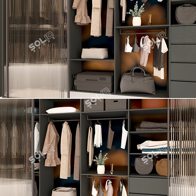 Modern Stylish Wardrobe with Customizable Design 3D model image 2