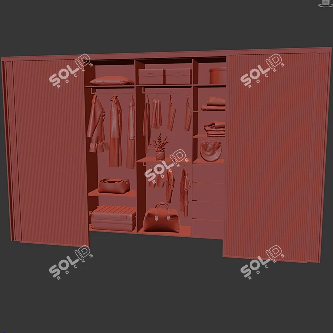 Modern Stylish Wardrobe with Customizable Design 3D model image 7