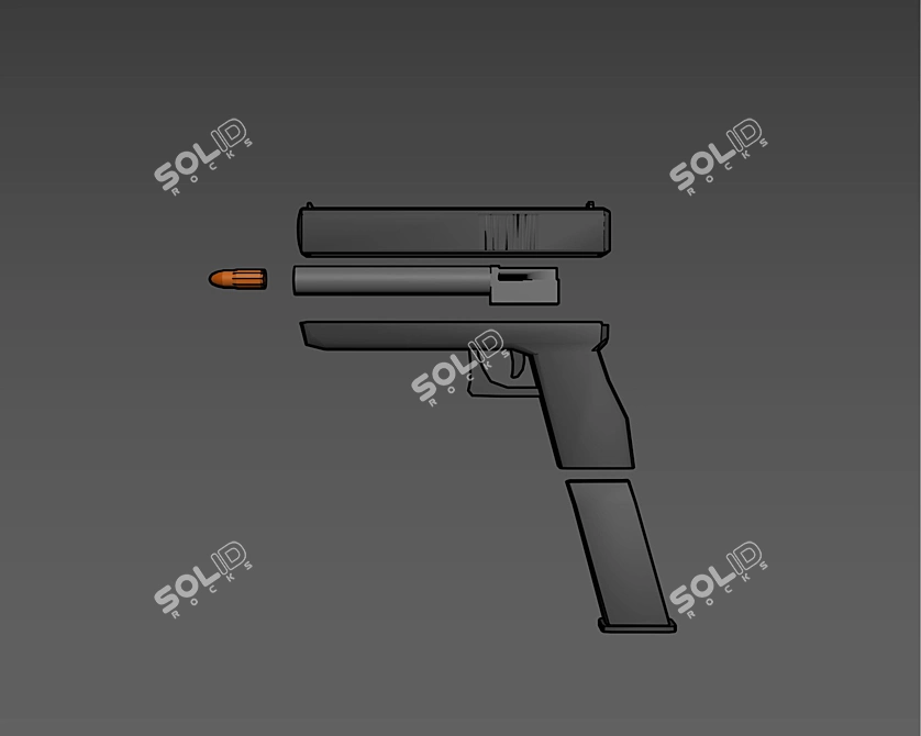 Polygon Pistol 3D model image 2