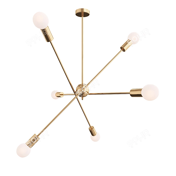 Elegant Gold Metal Pendant Light 3D model image 1