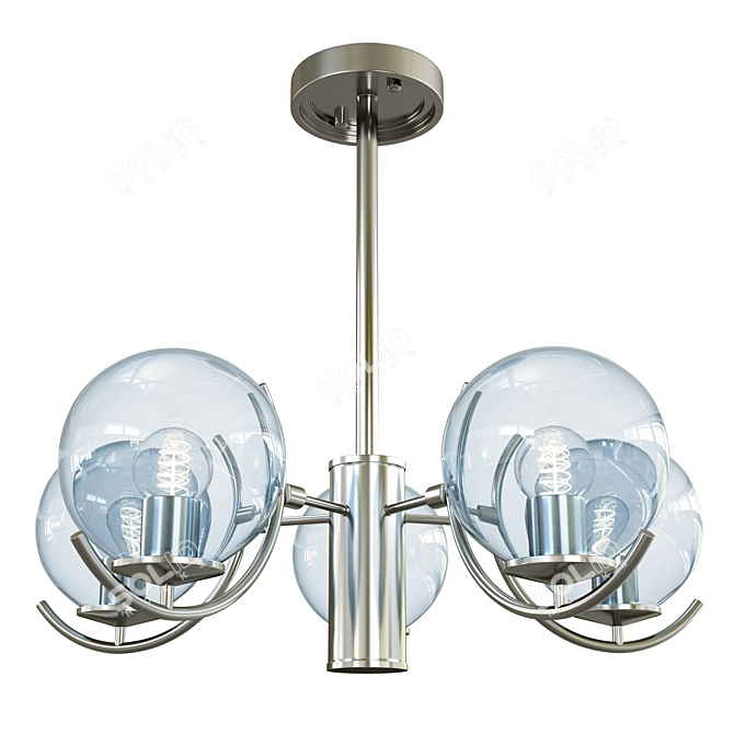 Sleek Sputnik Chrome Glass Chandelier 3D model image 1