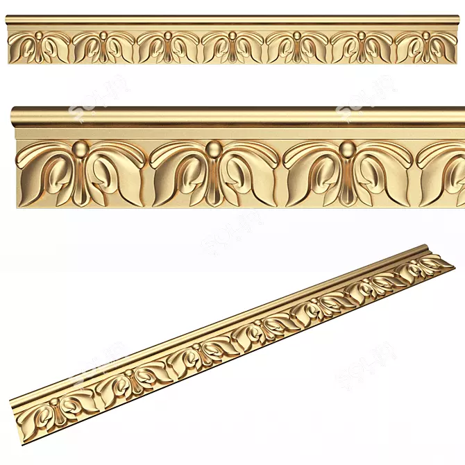 Elegant Ornamental Molding 3D model image 5