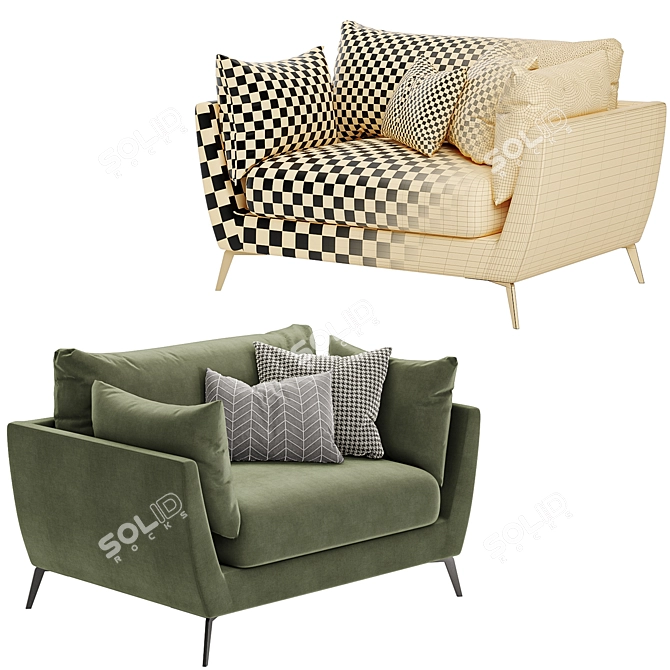 Cozy Skyler Fabric Armchair 3D model image 5