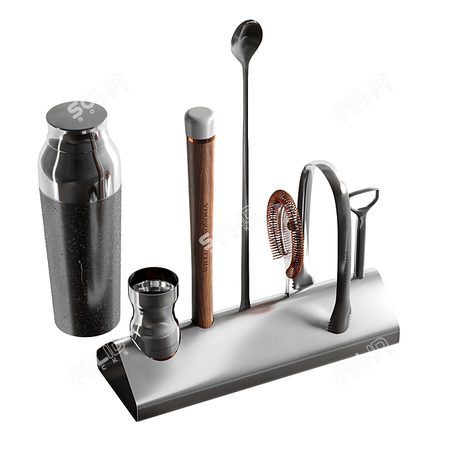 Premium Bar Tool Set with Shaker 3D model image 3