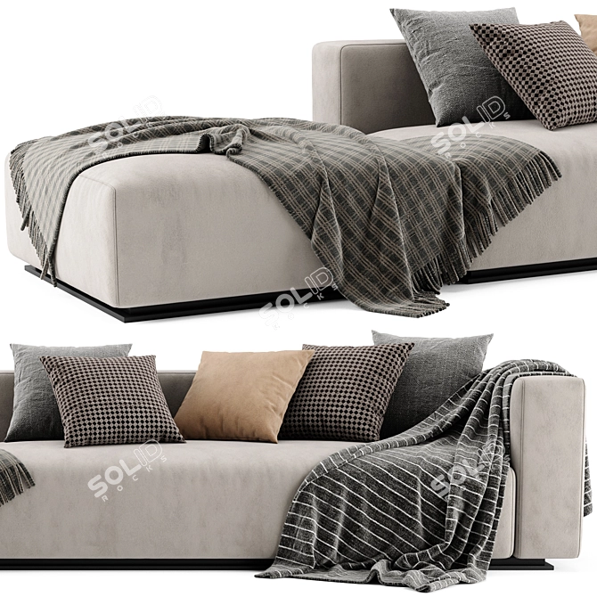 Modern Verzelloni Rubik Sofa with Ottoman 3D model image 4