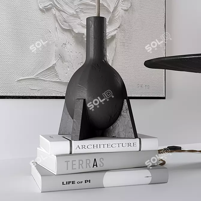 Luxury Lotus Decor Set with Lamp 3D model image 2