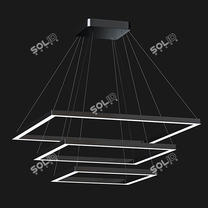 Elegant Piazza LED 3-Tier Chandelier 3D model image 2