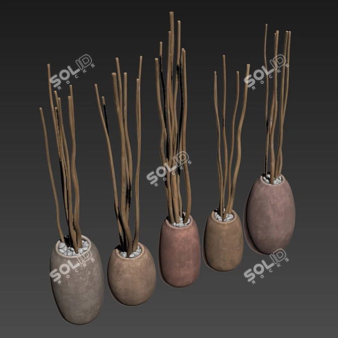 Sleek Clay Branch Vase 3D model image 6