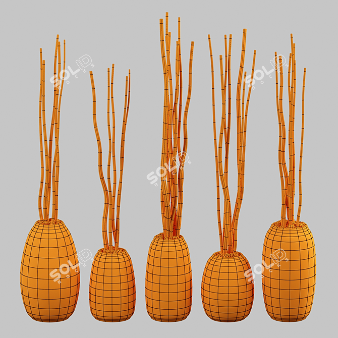 Sleek Clay Branch Vase 3D model image 7