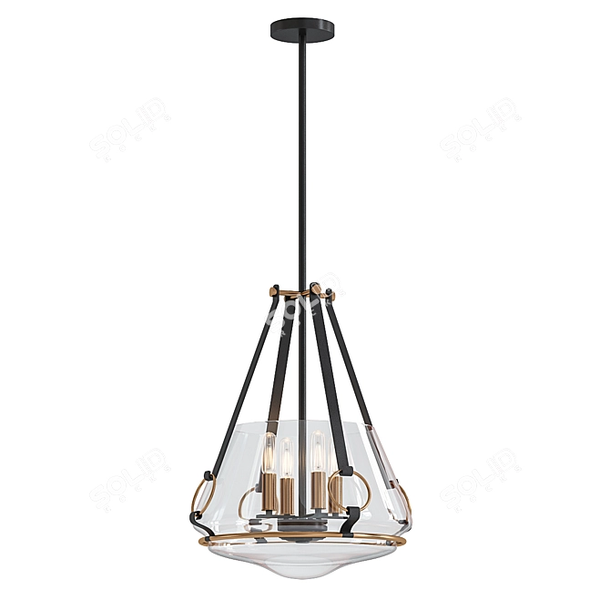 Elegant 4-Light Pendant Chandelier 3D model image 1