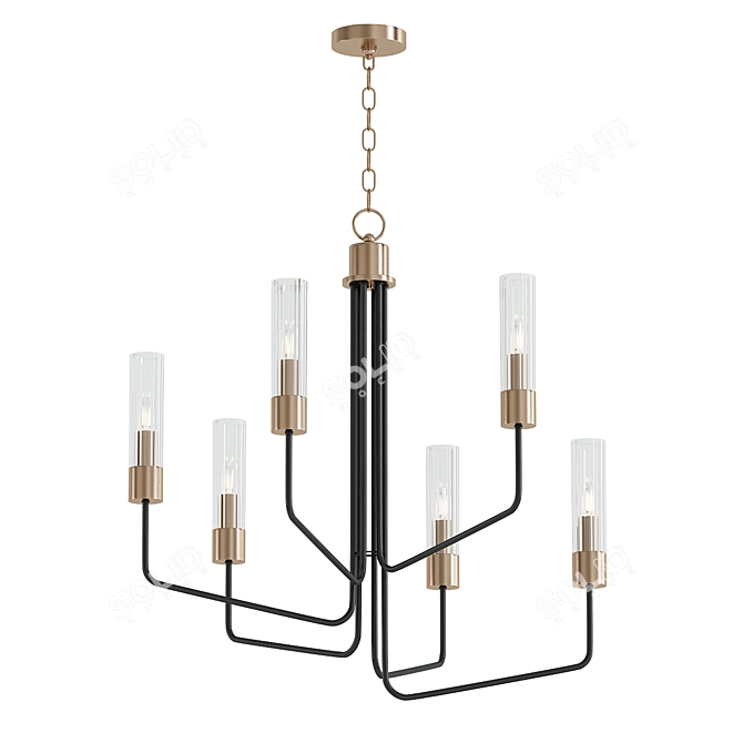 Elegant Helix 6-Light Chandelier 3D model image 1