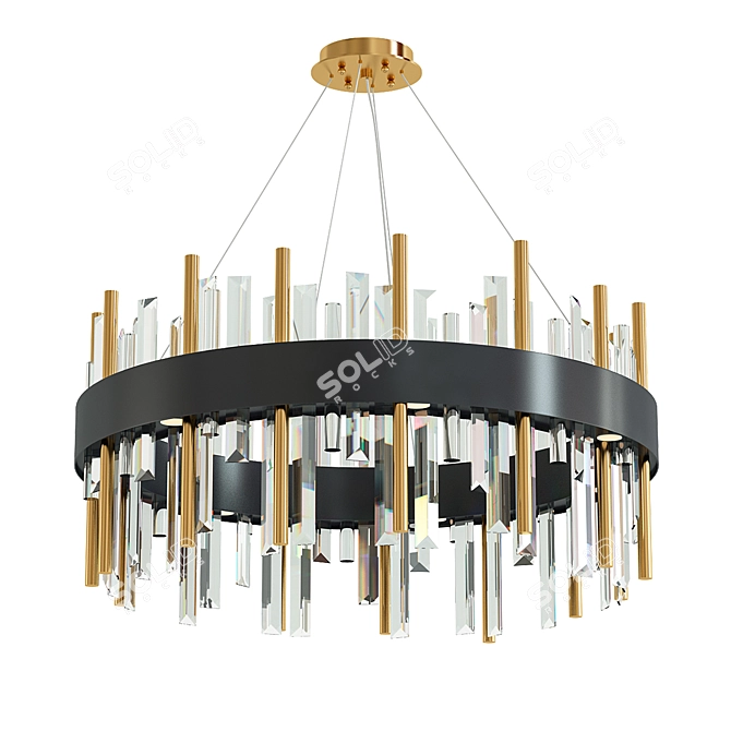 Luxurious Gold Black Crystal Chandelier 3D model image 1