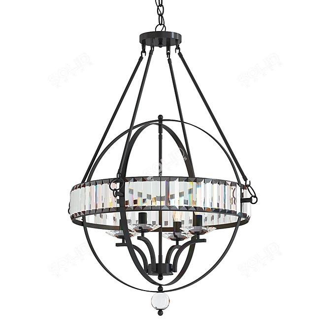 Elegant Black Crystal Sphere Chandelier 3D model image 1