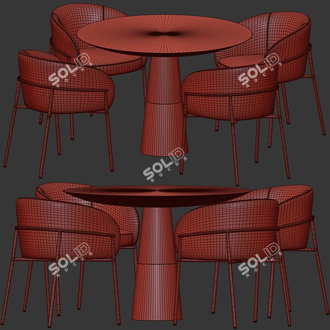 Elegant Rimo Chair Vex Table Dining Set 3D model image 3