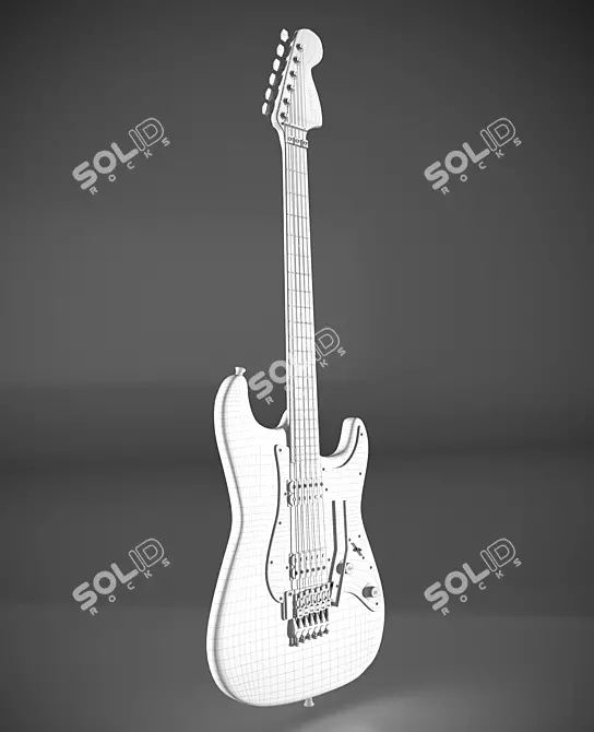 Multicolor Electric Guitar: Red, Black, Pink, White 3D model image 1